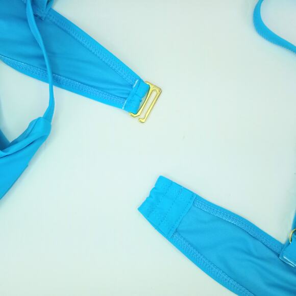 Turquoise Side Cutout Wrap Bikini Top New York & Co XL NWT - Picture 5 of 10